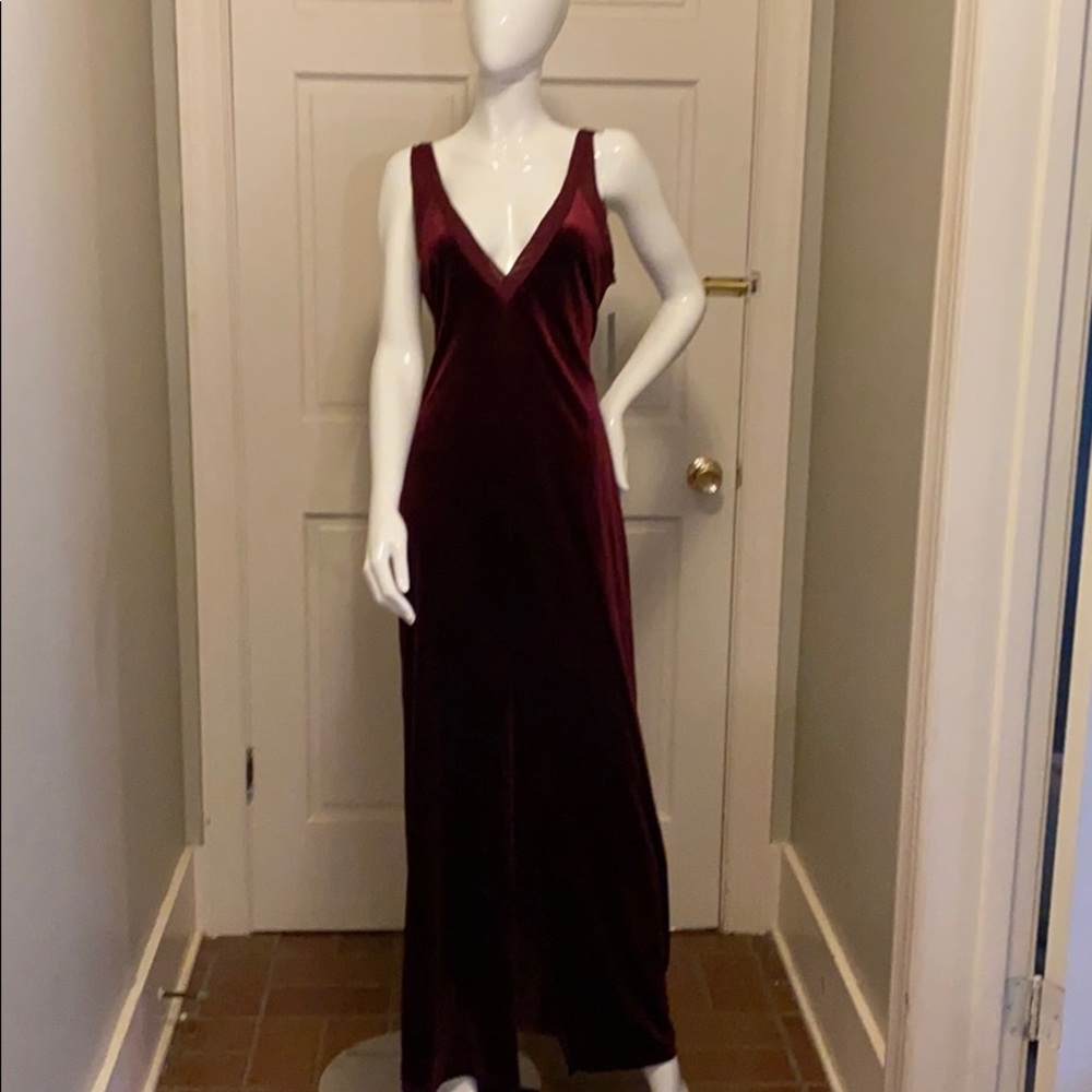 Velvet maxi slip dress in burgundy